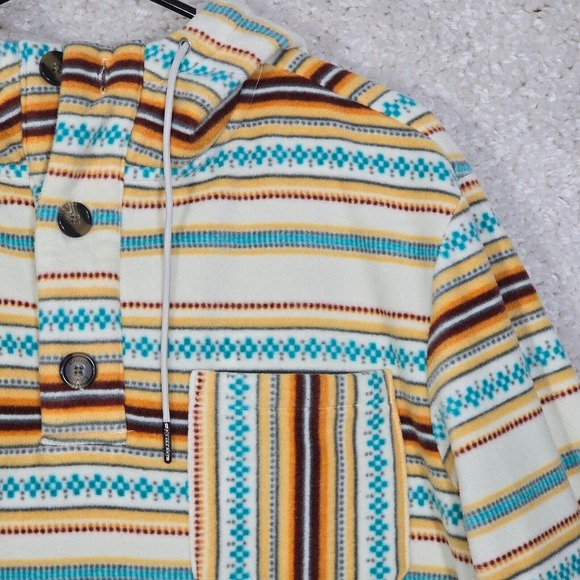 Levitate Mens Sweater Small Hooded Pullover Long Sleeve Striped Surfer Beach - Picture 3 of 12